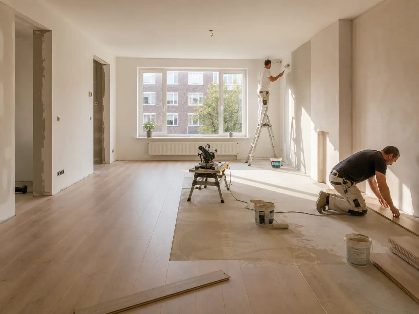 Lege woning tijdens verbouwing met ruimte om te werken